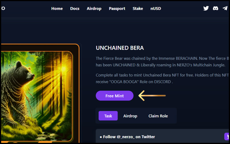 Unchained Bera NFT free minting airdrop