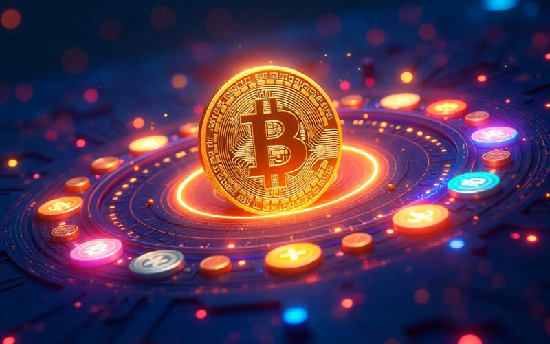 Bitcoin along with many bitcoin tokens surrounding it